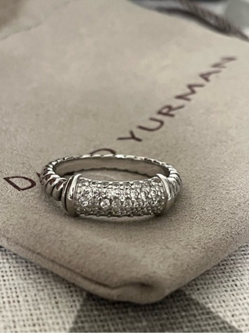 ✨ David Yurman Silver Pavé Diamond Cable Ring ✨